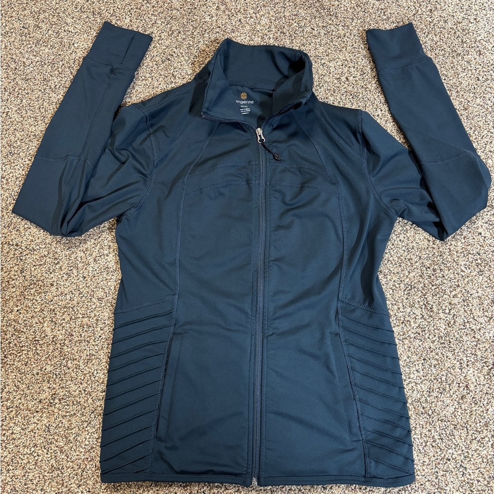 Tangerine athletic full zip black/gray spandex stretch jacket women’s medium